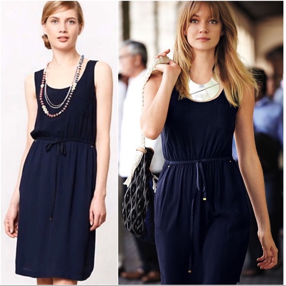 Anthropologie Dresses & Skirts - Anthro Edme & Esylte navy drawstring Freya dressXS